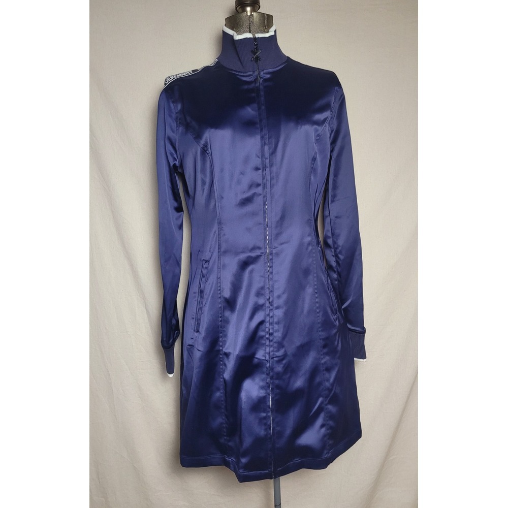 Opening Ceremony Navy Blue Track Dress‎ Mini Satin Logo Size Medium $350 Retail